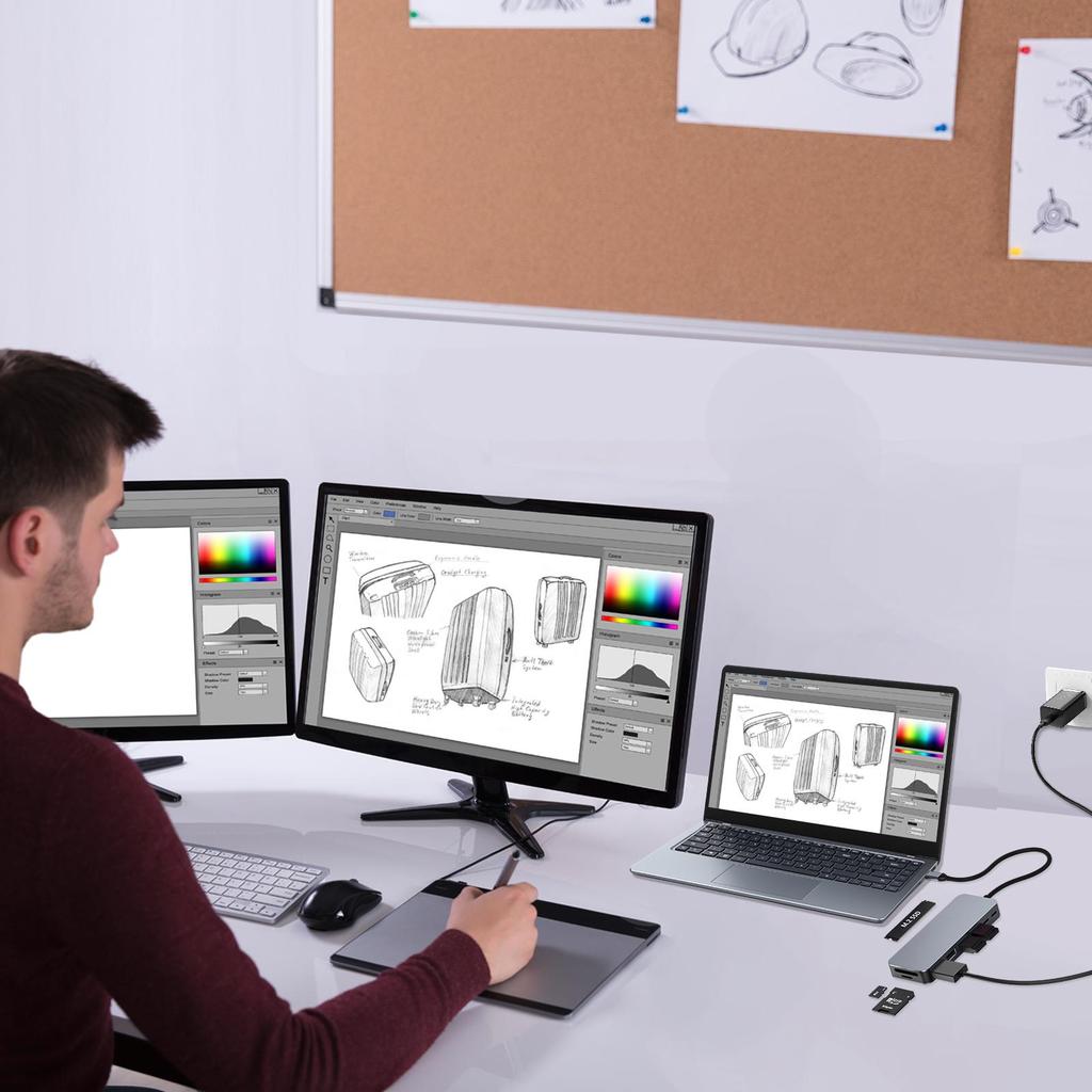 USB-C Hub mit M.2 SSD-Gehäuse, 9-in-1 USB-C Dockingstation passend für M.2 NVMe SSD, 10 Gbit/s, 4K@60Hz HDMI, 100W PD, SD/TF-Kartenleser