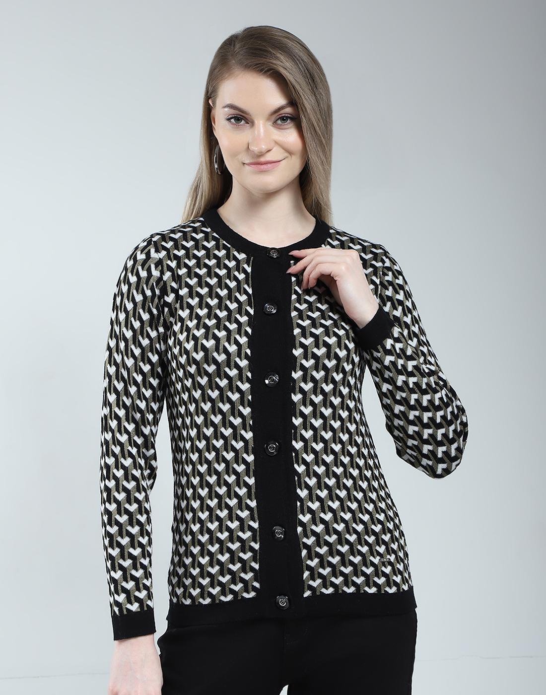 

Monte Carlo Women Woolen Full Sleeve Button Closure Regular Fit Cardigan XXL чёрный