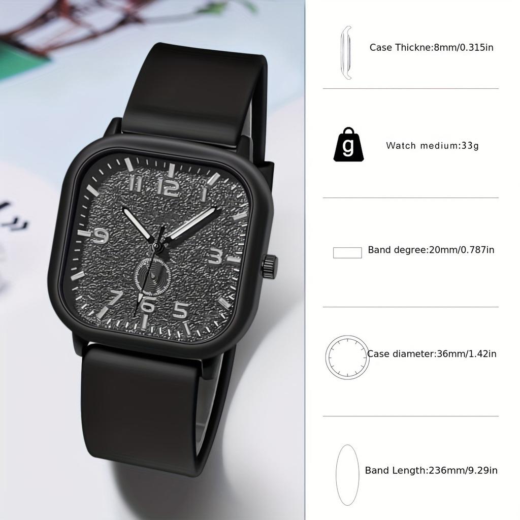 Quadratische Uhr Lässiges Silikonarmband Quarzuhren Sportliche Armbanduhr für Männer Frauen Studenten