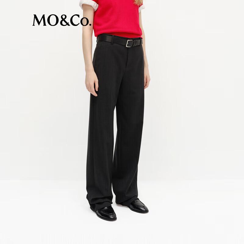 MO&Co. Women's Wool Blend Tailored Wide-Leg Trousers