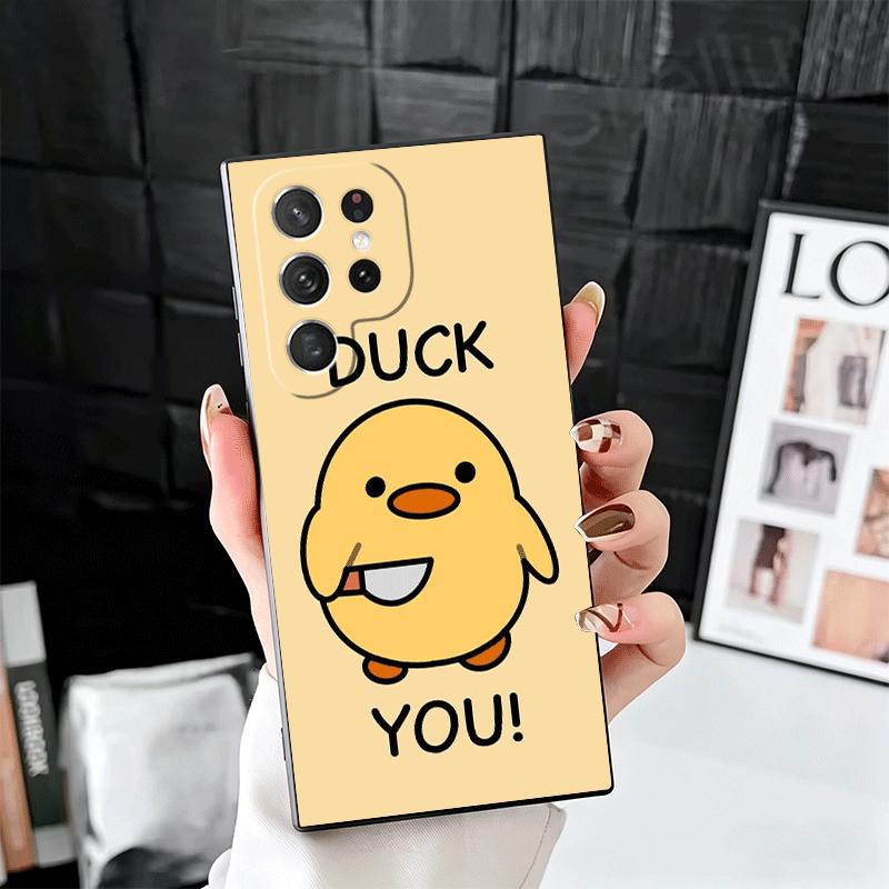 Funny Cute Cartoon Duck Soft Phone Case for Samsung Galaxy S26 S25 Edge S24 Ultra S23 Plus S22 S21 FE S20 Black Cover Back Shell