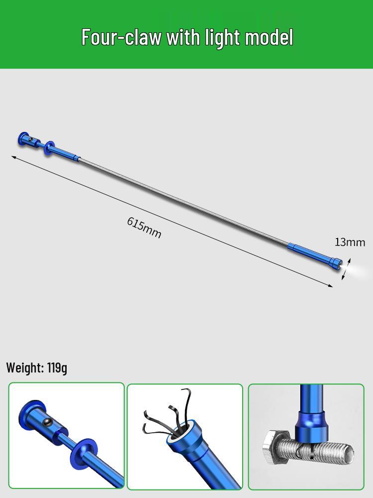 Baolian Magnetic Pickup Tool with Light - Auto Repair & Household Bendable Metal Stick