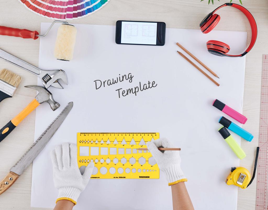 Traceease Pack of 9 Pieces, Multi-Shapes Geometry & Arrow Designing Templates- Chart Drafting