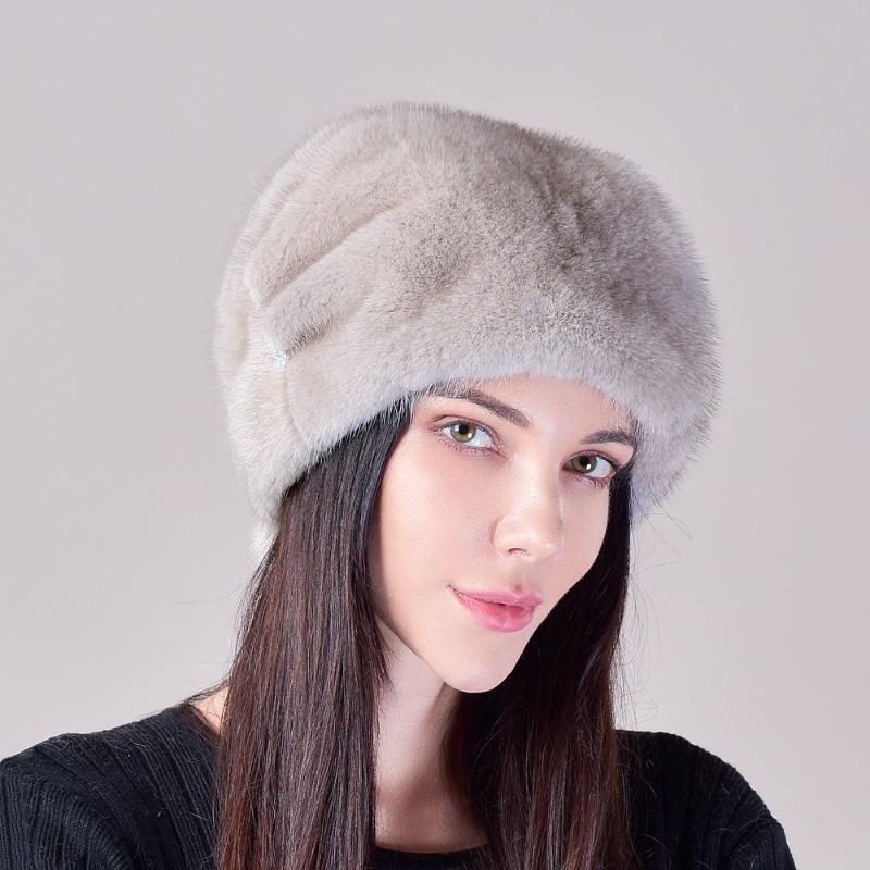 Mink hat female whole mink ear protector Christmas hat casual thickened warm fur Great Wall stacking hat winter