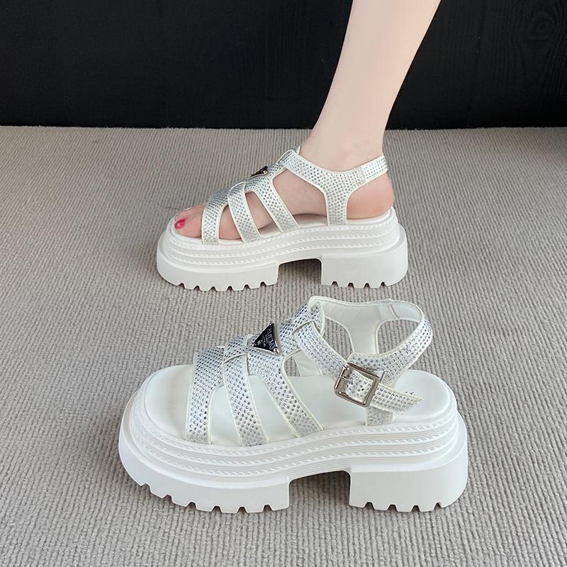 Japanese Style Cake Bottom Retro Sandals High Heels Women 2025 New Thick Bottom Casual Roman Sandals Women Zapatos De Mujer