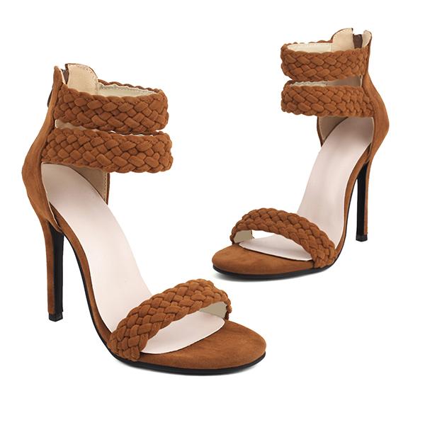 Коричневые бежевые женские босоножки на высоком каблуке большой размер 48 39 коричневый 3839₽