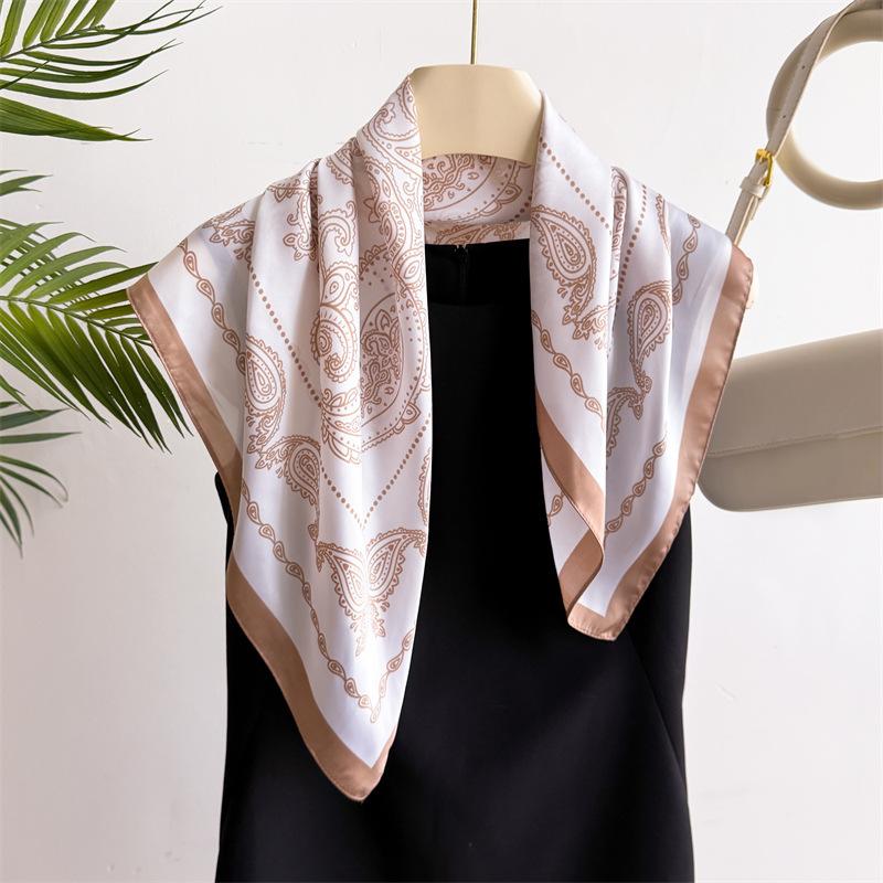 2025 New Summer Women Paisley 70x70cm Square Scarf Print Comfort Shade Imitation Silk Scarf Travel Scarves Bandana Hair Tie Band