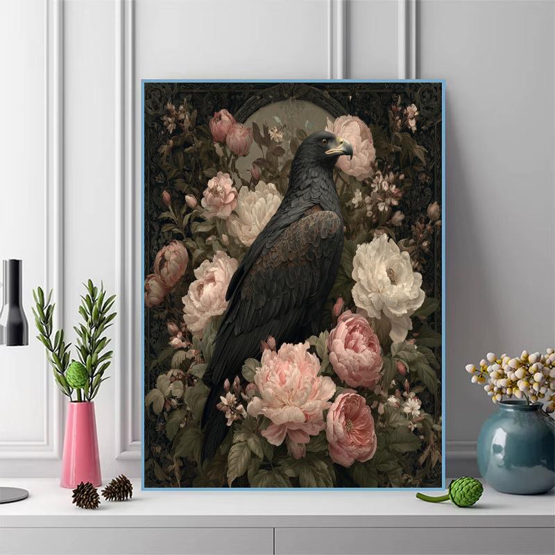 Eagle and vintage roses Pattern  3pcs 100% Round Full Drill 5D DIY Diamond Painting Embroidery Cross Stitch Rhinestone Décor