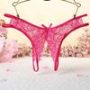 Krajkové kalhotky Spodní prádlo bez rozkroku Tanga Dámské G-string Sexy květinové kalhotky s mašlí