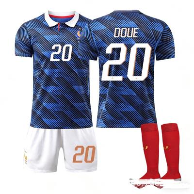 Teens Kids Adults Football Kits Sport Training Jersey Set with Socks 2026 FIFA World Cup France Home #20 D.DOUÉ