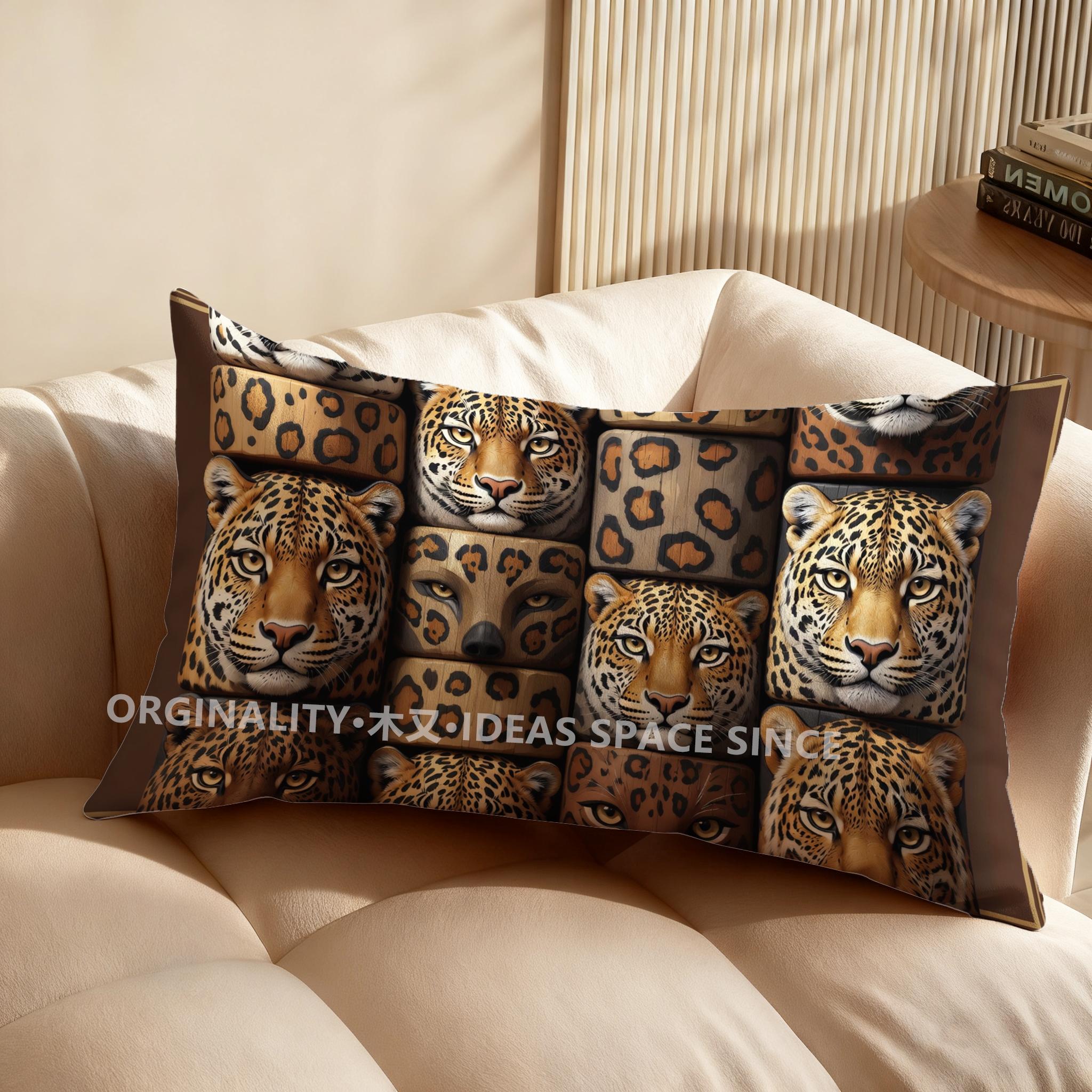 2D Kleurrijk Geometrisch Luipaard Kussensloop Geschikt Voor Bank Slaapkamer Auto Kussenhoes Kussen Rechthoekig Rugkussen 40x60cm