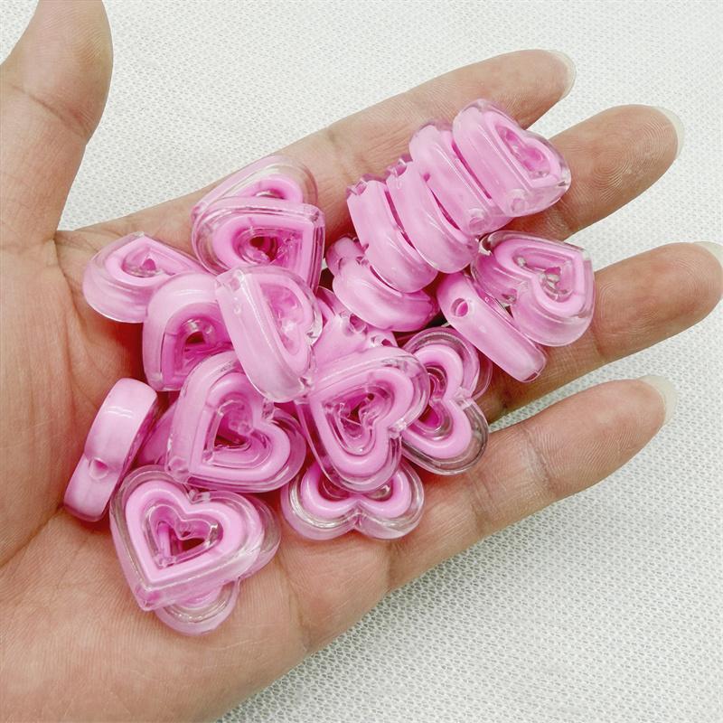 10pcs 20x23mmTransparent Hollow Out Heart-shaped Have Hole Bead Acrylic Straight Hole Bead DIY Mobile Phone Chain Accessory