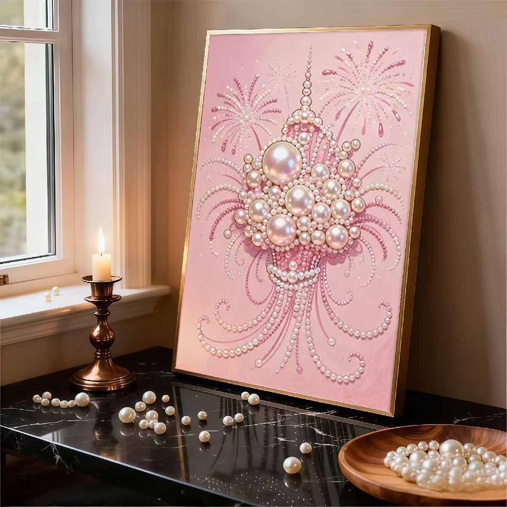 Pearl Bouquet DIY Diamond Art Kits 15.7x19.6inch Gem Art Diamond Painting Kits Without Frame for Adults Gift Idea Home Wall Decor
