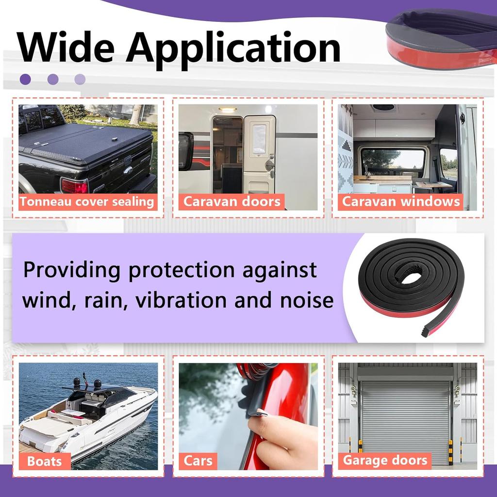 326A0004 Ribbed Bulkhead Seal Strip 3/5 in x 65 in, Self-Adhesive EPDM Ribbed Foam Rubber Weather Stripping for Tonneau Cover, Truck Bed Cover, RV,