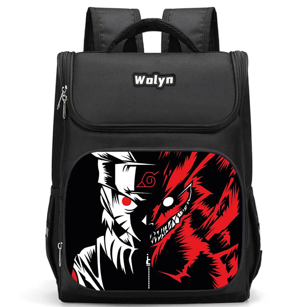 NARUTO Anime Kids Backpack Large Capacity Multi Compartment Wear Resistant School Daily Backpack for Boys Girls 6-10 Years Old