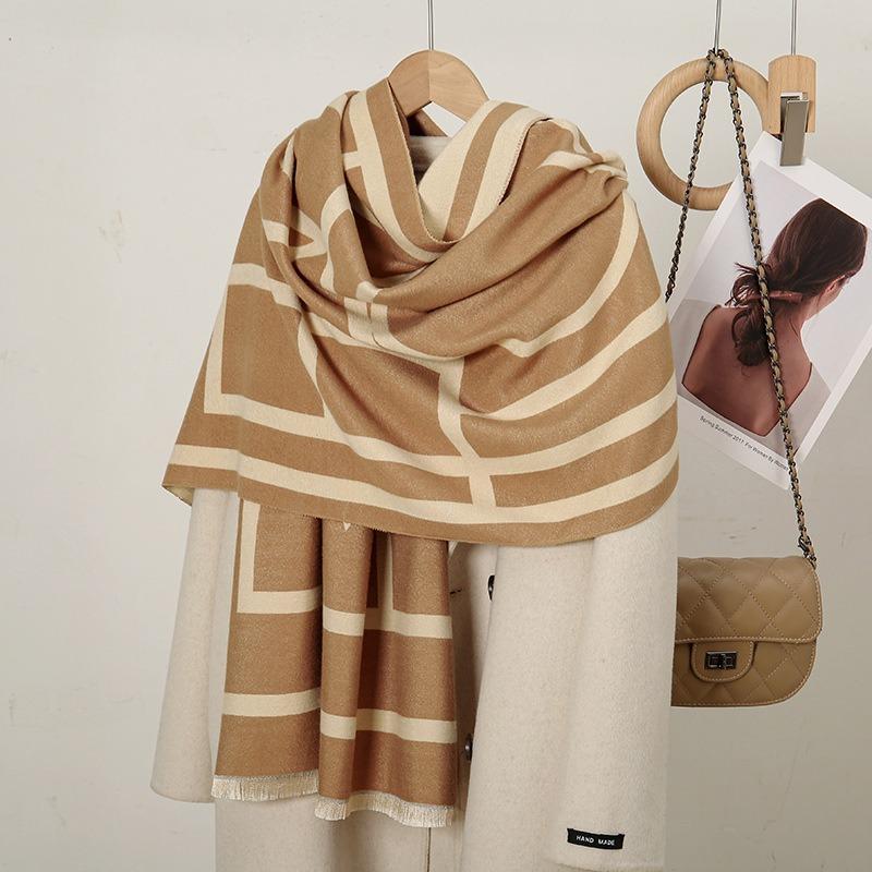 Scarf Women's Autumn and Winter New Imitation Cashmere Thickened Warm Shawl High Sense Fashion Versatile Student Light Luxury Scarf