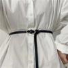 Fashionable Skinny Pu Leather Alloy Buckle Thin Waistband Belt Decoration For Jeans Dress