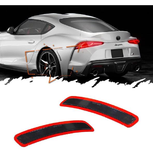 For 2020 2021 2022 Toyota GR Supra Front Bumper Fender Side Marker Reflectors Smoked Lens