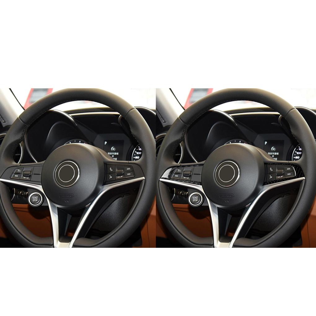 2pcs/set Steering Wheel Decorative Frame Cover Carbon Fiber Decor Replacement For Alfa Giulia 2017-2019