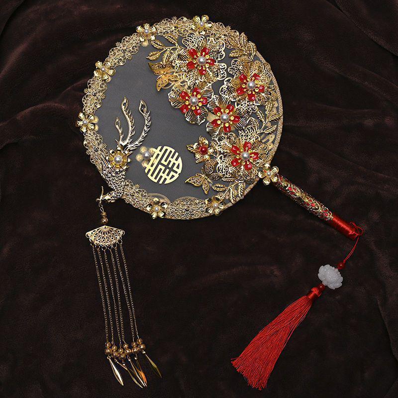 Double-Sided Handmade Bridal Fan for Chinese Style Weddings