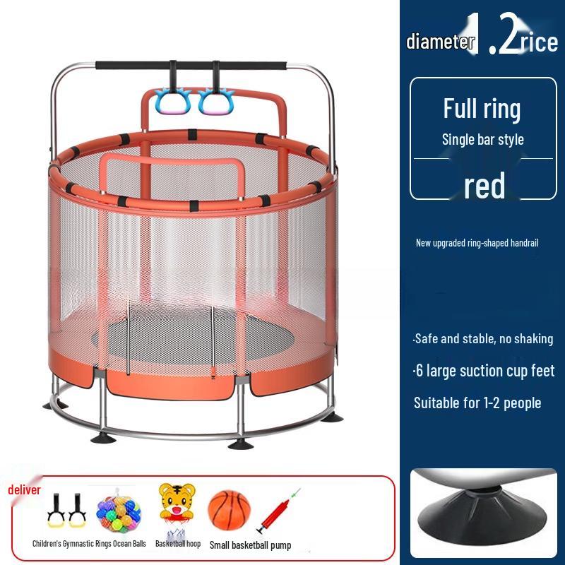 TLXT Foldable Kids Trampoline with Safety Net and Handlebar