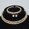 Gold & Silver Rhinestone Jewelry Set: Choker, Bracelet, Stud Earrings, & Necklace