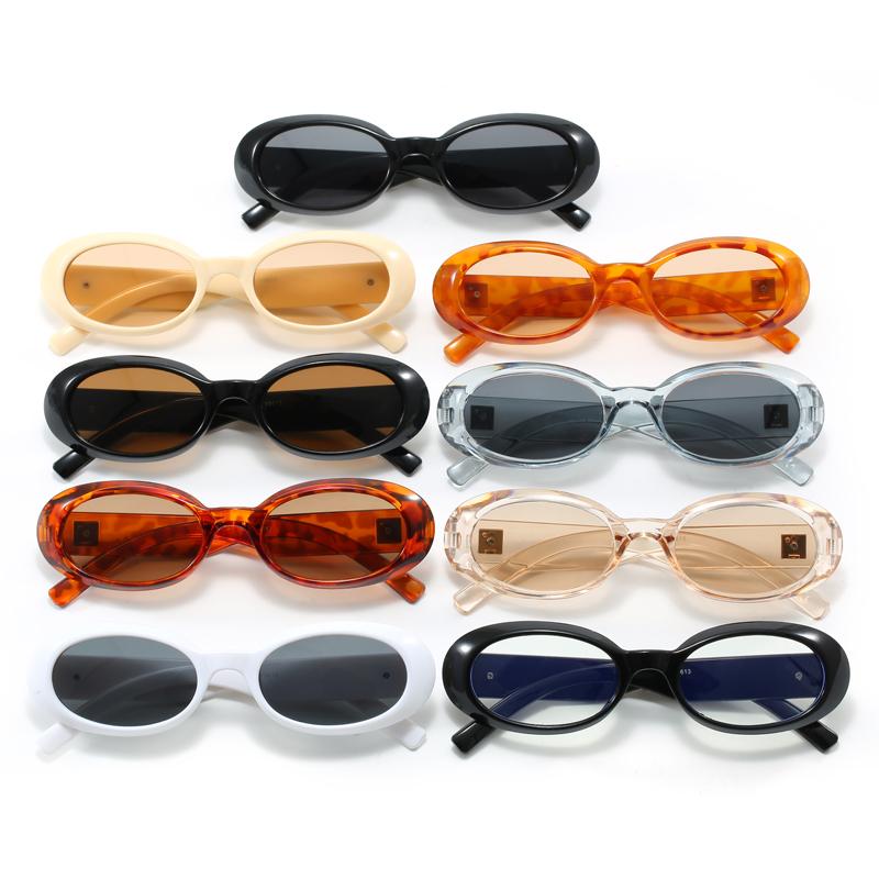 4Pcs New Women Oval Sunglasses Colorful Frame Rivet Shades UV400 Femlae Punk Style Sun Glasses Outdoor Casual Goggles Unisex