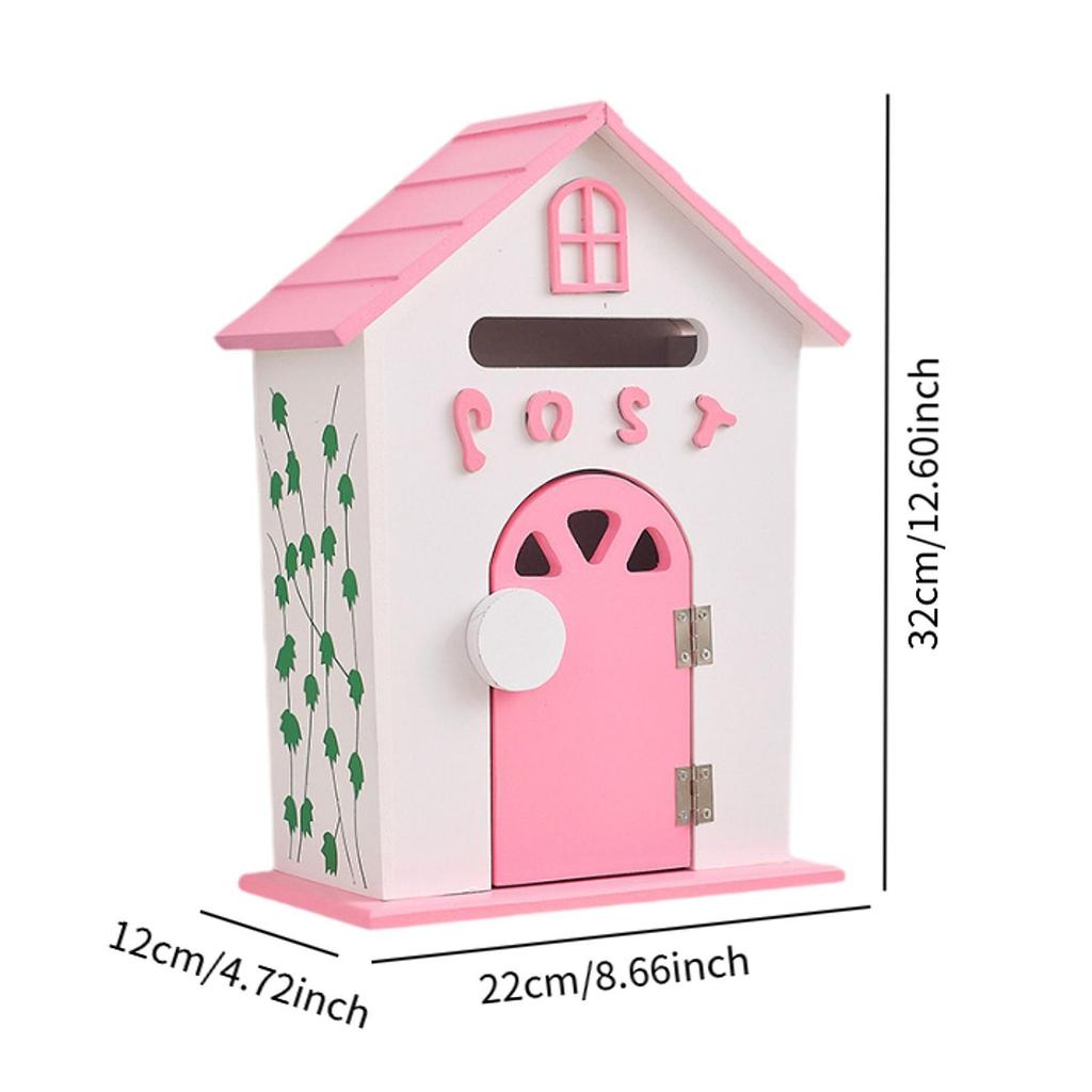 Wall Mount Mailbox Mailbox with Key Lock Wood Communication Mail Box Drop Box Letterbox for Corridor Front Door