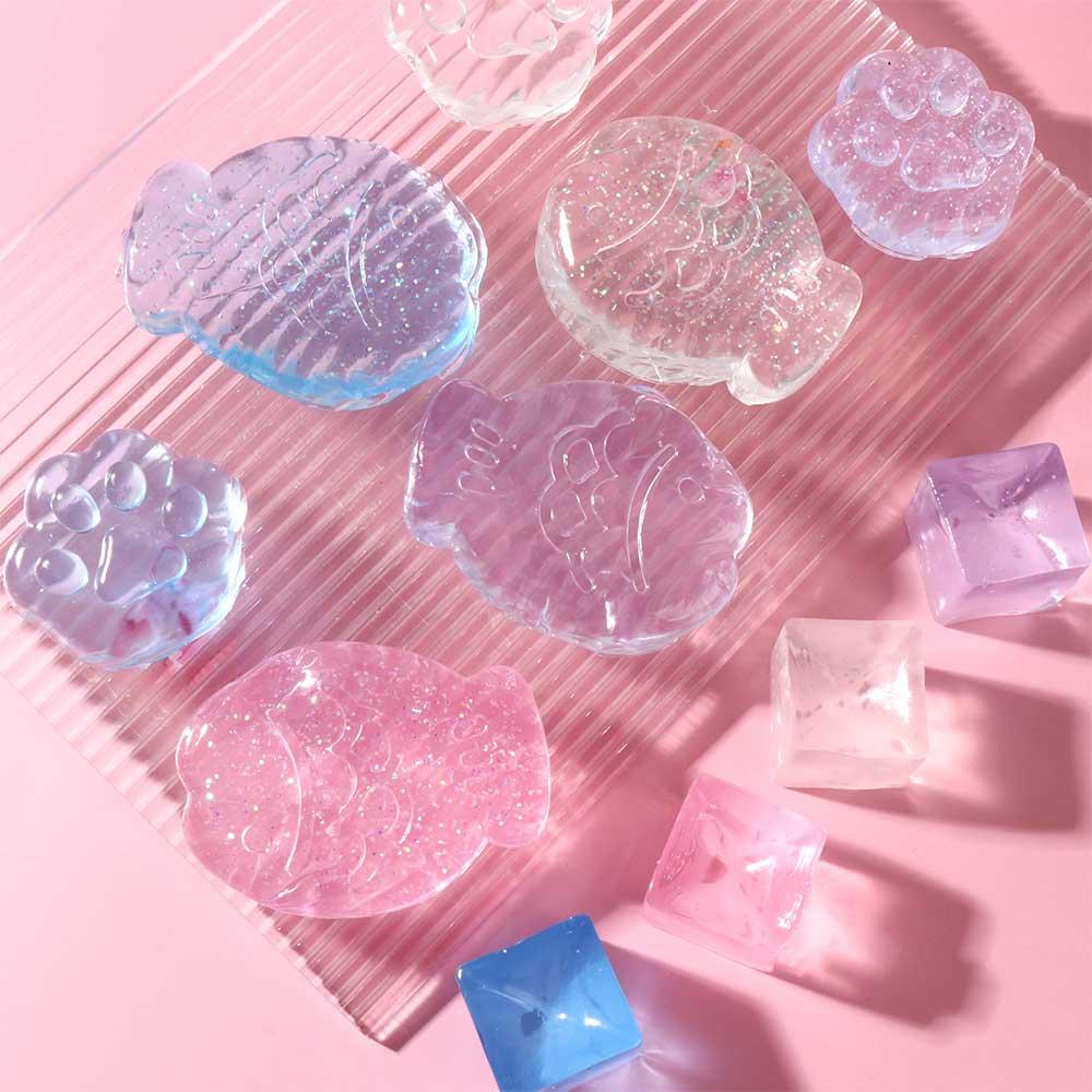 Fidget Toy Hand Pinching Squeeze Toy Ice Pressure Ball Toy Mini Mochi Ice Block Cat Paw Mini Mochi