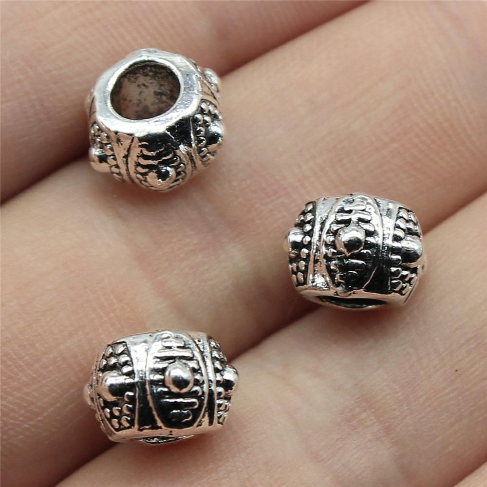 15 Pieces Antique Bronze/Silver Color 9X9X4mm Glossy Spacers  Hole Beads Charm Pendant Jewelry Handmade