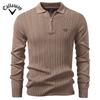 Callaway 2025 Autumn and Winter Embroidery New Men's Sweater Long Sleeved Knitted Sweater Half Zipper Business Casual Thin Sweater Men