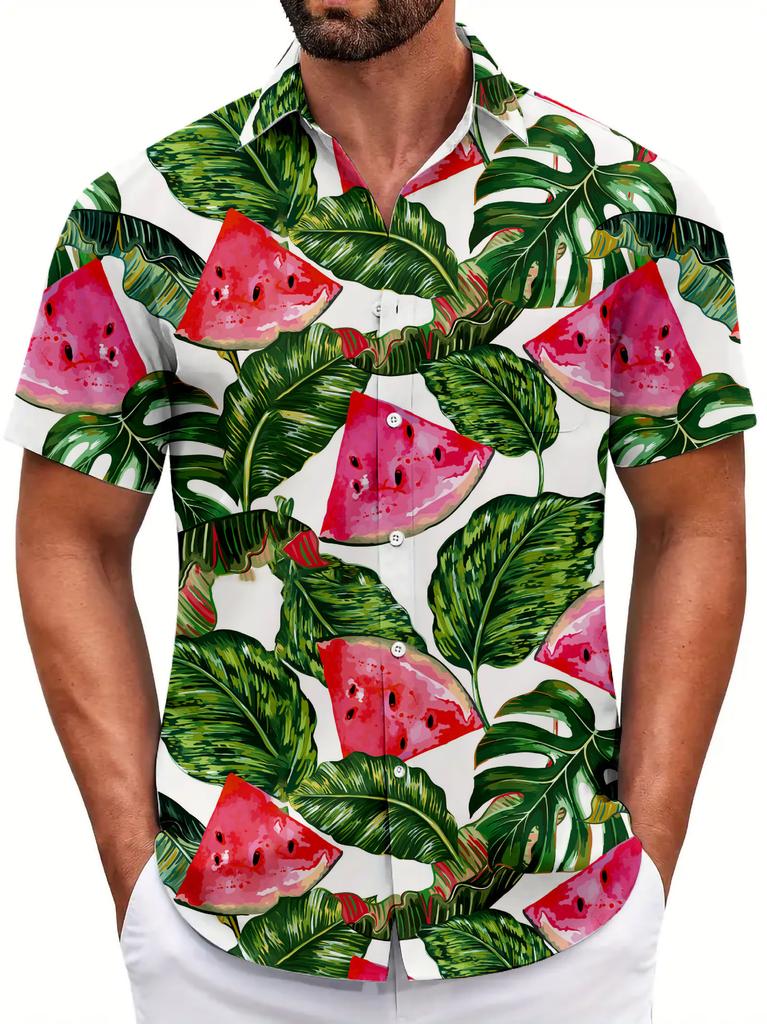 Summer Short Sleeve Flower Shirt Men'S Beach Large Size Casual 3D Digital Printing Men'S Shirt Tide