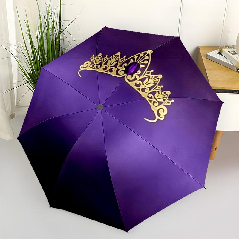 

1pc Crown Tiara Automatic Folding Umbrella - Portable Collapsible Design, 8-Rib Iron Frame, Durable Fabric yy251125048