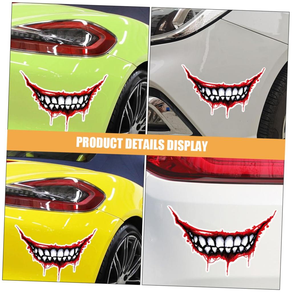 HAWILLOSCH 2 Sheets Bleeding Lips Stickers Vehicle Mouth Teeth Decoration Adhesive Car Mouth Decoration Vehicle Mouth Teeth Bike Helmet Decor