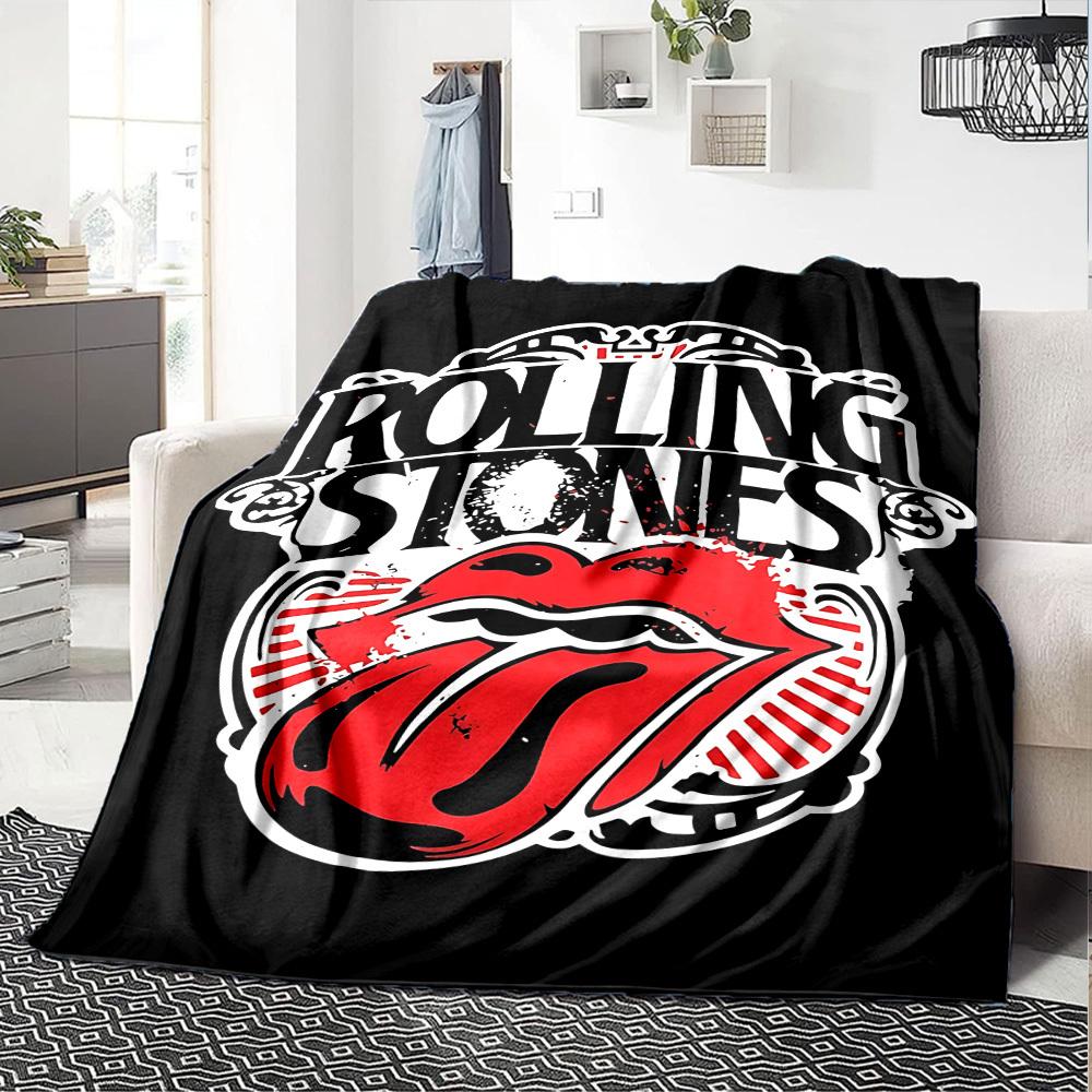 

1 шт. Пледа ROLLING STONES, м яка, тепла, для сну, для дивана, софи, офісу, ліжка, кемпінгу, подорожей, зручна 130cmx150cm