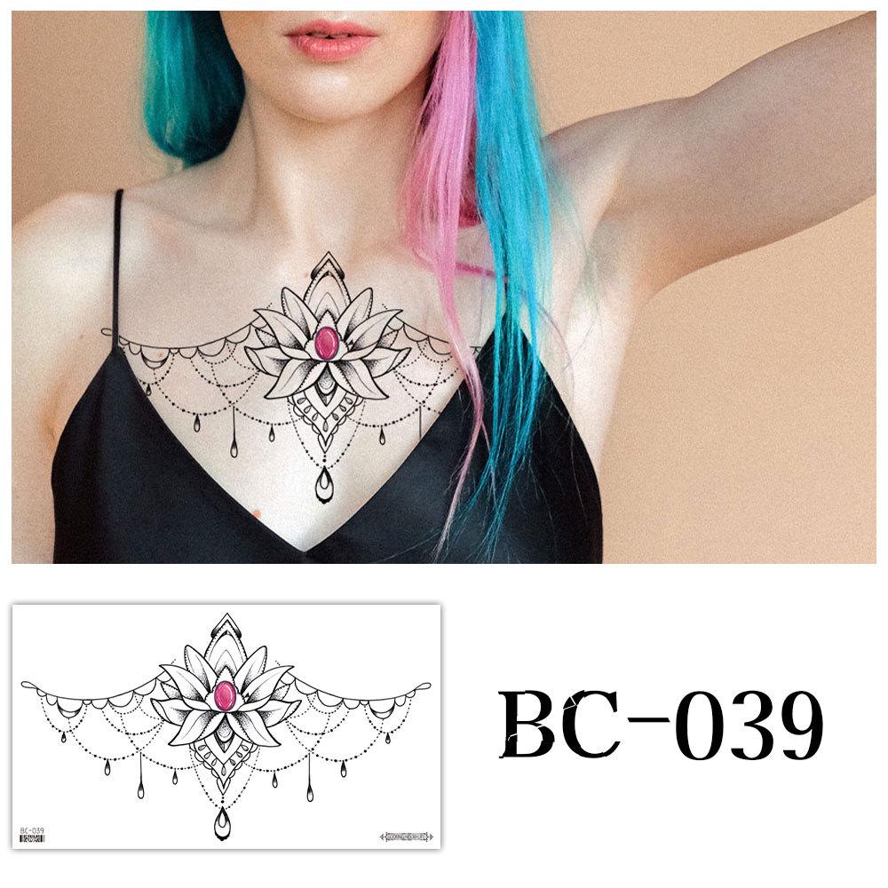 Waterproof Sexy Floral Tattoo Stickers for Chest & Clavicle