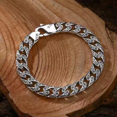 Unisex Grobes Rattan-Muster Armband: Vielseitiger Thai Silber Retro Antik Schmuck
