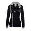 Women's  Spring Fleece Lined Color Block Hooded Sweatshirt, Thickened Warm Diagonal Zipper Hoodie
