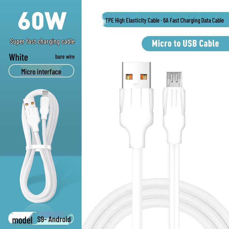 

120 Вт Высокоэластичный Быстрозарядочный Кабель из ТПЭ для Apple, Huawei, Type-C и Micro USB Мобильных Телефонов