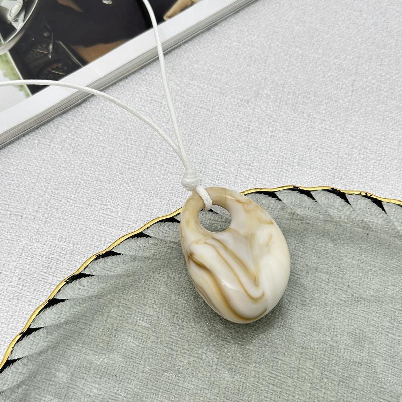 4 Colors Minimalist Wine Red Black Acrylic Long Pendant Necklace For Women Vintage Leather Rope Chain Sweater Chain New