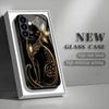 Fashionable Black Cat Tempered Glass Phone Case Suitable for Samsung Galaxy S26 S25 S24 S22 S21 S20 FE/Ultra/Plus Shockproof