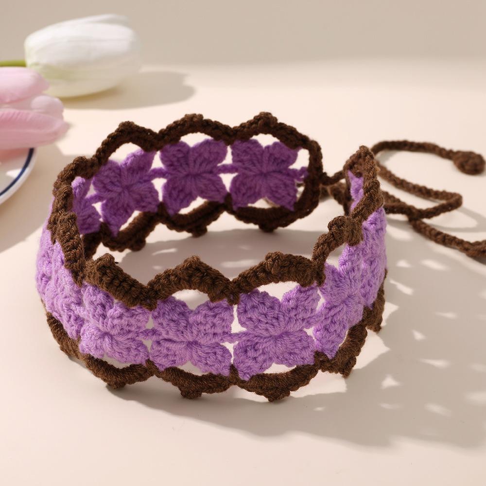 

Hollowed Knitted Headband Candy Colors Head Scarf Sweet Lovely Style Candy Colors Headwear Women фіолетовий