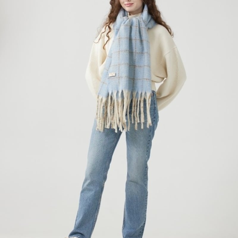 DENTS Karomuster Schal - Hellblau