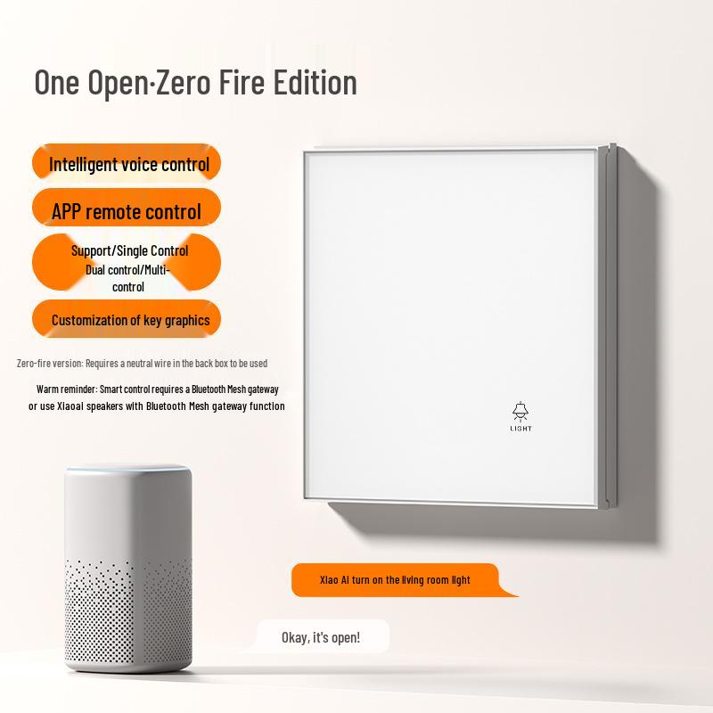 Mijia-Connected Smart Glass Switch Panel with Voice and Wireless Double Control