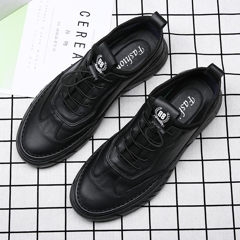Fashion Italian Men Casual Leather Outdoor Antiskid Sneakers Flats Genuine Leather Shoes Classic Lace-Up 2025New Trendy Vulcanized Shoes