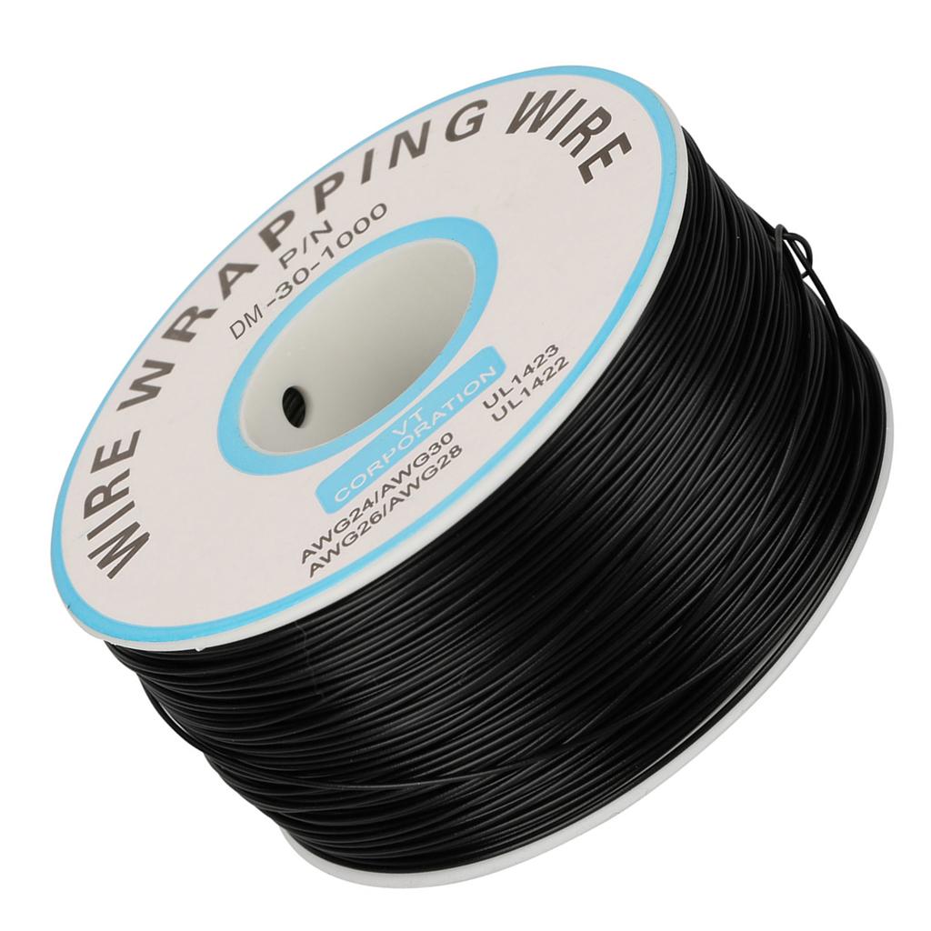 1 Rolle Drahtwicklung, einzelner Kupferdrahtstrang, 30 AWG, Kabel mit 0,25 mm Kerndurchmesser (Schwarz)