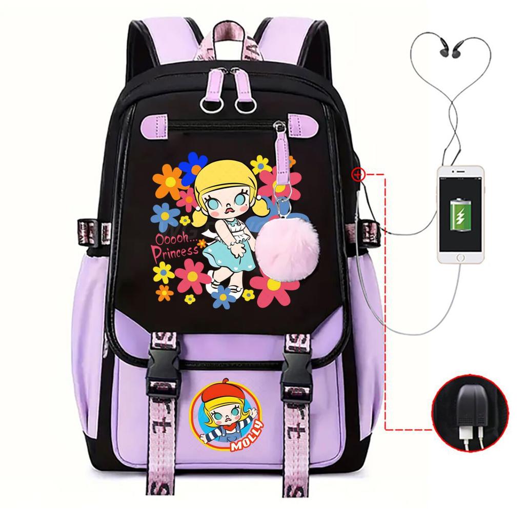 Printed fashion schoolbag college style junior high school high school students large capacity backpack