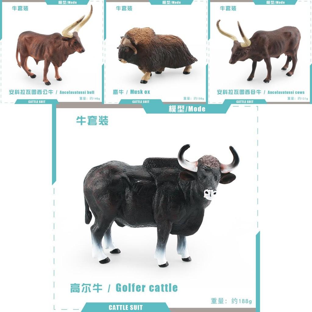 Lifelike Pvc Forest Animal Model Set Including Ankole Watusi And Water Buffalo Designs