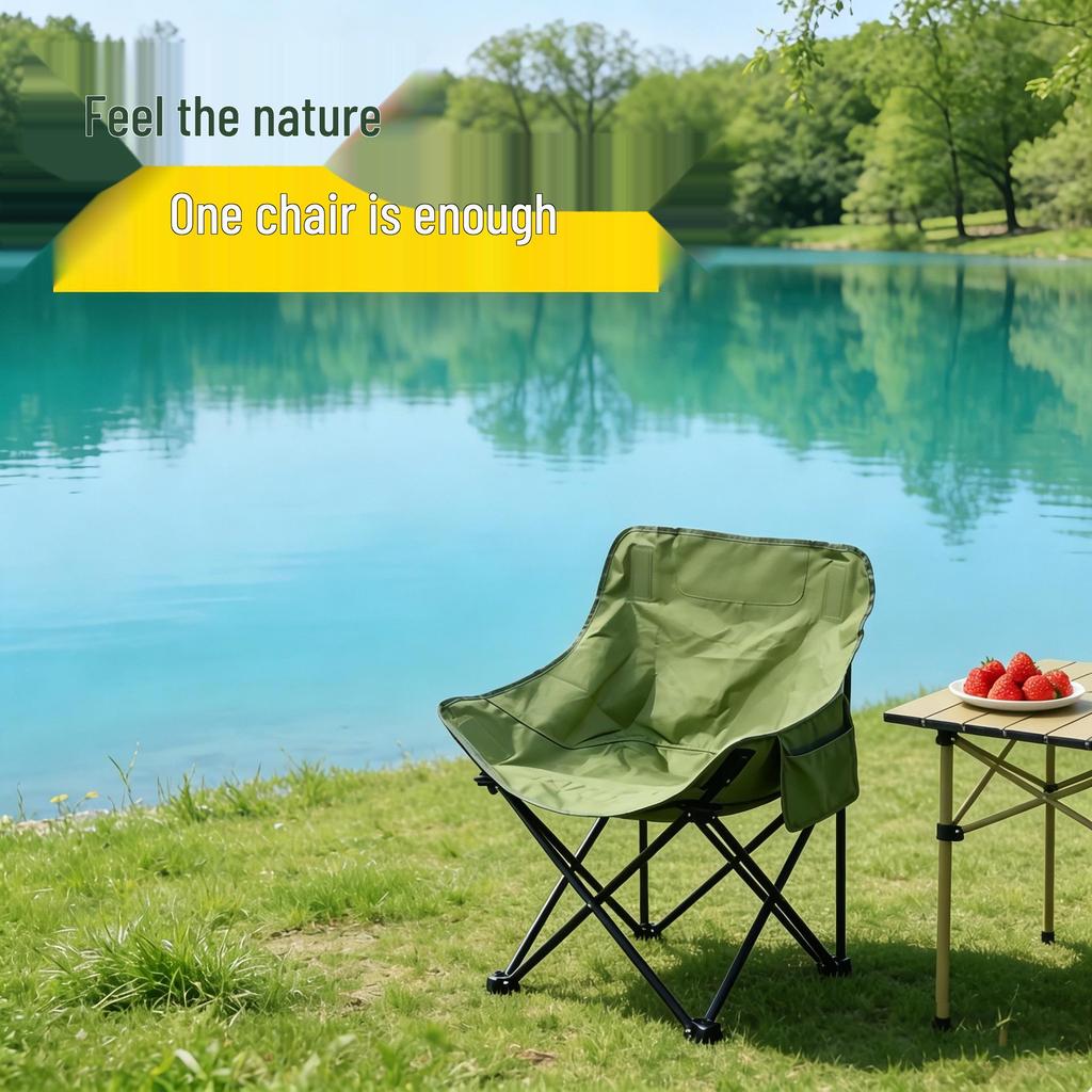 Moon Chair Set: Portable Outdoor Folding Chairs & Fishing Stool (3-Piece)