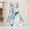 Women Plus Size V Neck Long Sleeve Printed Light Blue A Line Flared Dress With Belt